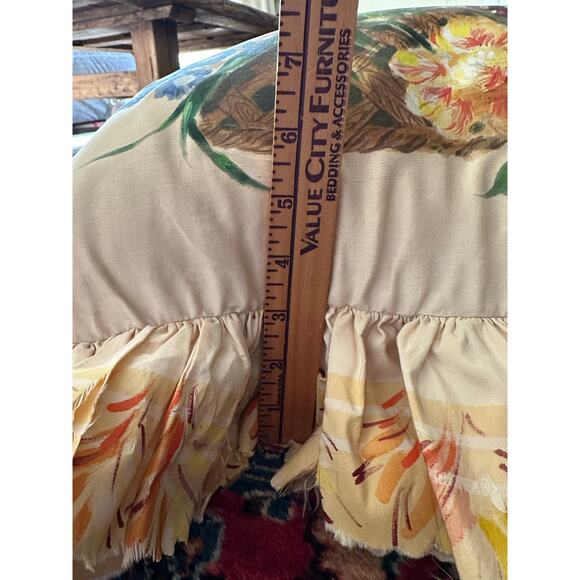 Vintage Silk Victorian Pillow Hand Painted ruffled yellow Dawn filled READ - Picture 15 of 16